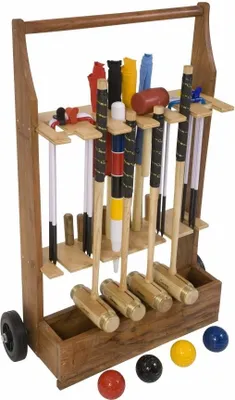 Produktbild von Junior Executive Croquet-Set – Englisches Gartenspiel – Wunderschönes Set für die Jugend mit Trolley - ECO  India
