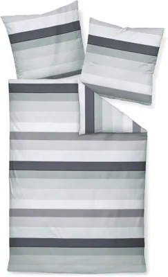 Produktbild von Janine Design Mako-Satin-Bettwäsche-Garnitur J. D. 87097 Farbe platin graphit Größe 155x220+80x80 cm