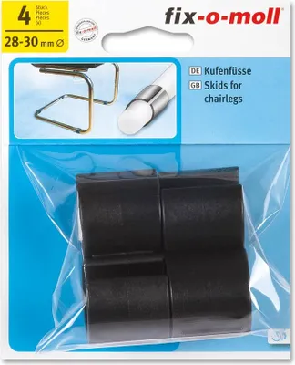 Produktbild von Fix-o-moll Stuhlbein-Endstück, Rohr, 2830 mm, 4 Stück, runde Endstücke, schwarz, 75 mm - Fix-o-moll