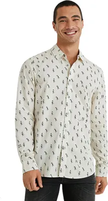 Produktbild von Desigual Herren Roz cremefarbenes Hemd mit Kunstdruck S