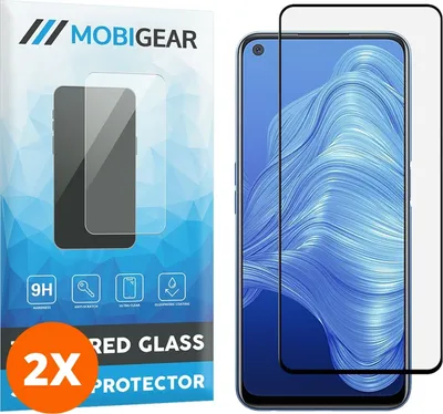 Produktbild von Mobigear Premium 4.99 Realme 7 Panzerglas Gehärtetes Glas Displayschutz - Hüllenfreundlich - Schwarz (2er Pack)