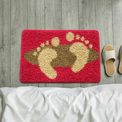 Produktbild von Rutschfeste Fußmatte – Innenbereich, hohe Saugfähigkeit – Rot – 50 x 80 cm
