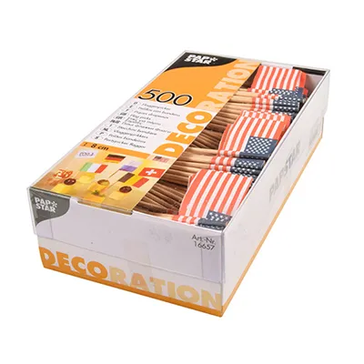 Zdjęcie produktu dla Papstar Deko Picker Flaggen Amerika Fahnenpicker Höhe 8cm 500 Stück