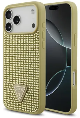 Obrázek produktu pro Etui Guess Rhinestone Triangle Logo Na Iphone 17 Pro Max - Zlaté logo