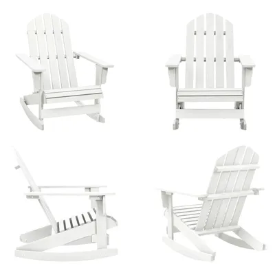 Image de vidaXL Chaise à bascule de jardin en bois blanc - Chaise à bascule - Chaises à bascule de jardin - Chaises à bascule de jardin