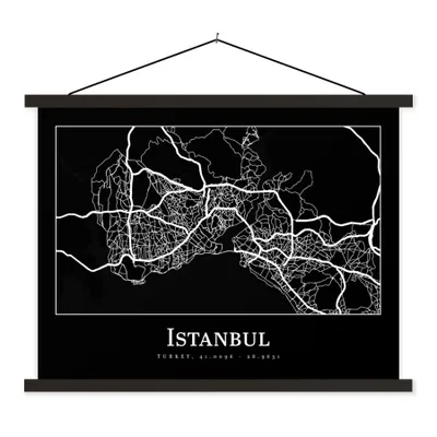 Produktbild von MuchoWow® Textilposter Stadtplan - Istanbul - Karte 150x113 cm mit schwarzem Rahmen - Wohnzimmer