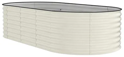 Zdjęcie produktu dla Galwanizowany podwyższony grządkowy kwietnik do użytku zewnętrznego - owalny metalowy kwietnik o wymiarach 240x120x60 cm - do uprawy warzyw, kwiatów i owoców - łatwy montaż - kolor beżowy