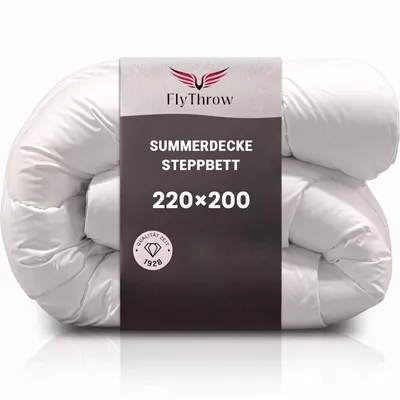 Produktbild von Leichte Sommerdecke & Bettdecke 220x200cm – Atmungsaktive Steppdecke, Ultra Weich & Flauschig, Kühlend, Waschbar 60°C