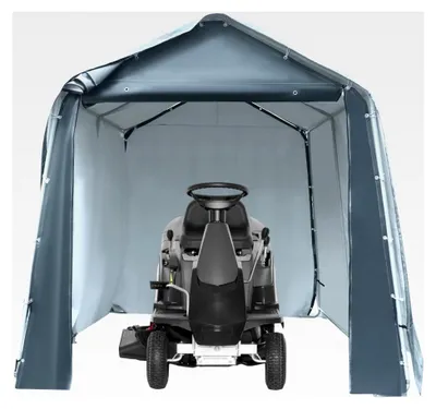 Produktbild von Zeltgarage für Fahrräder und Gartengeräte, Geräteschuppen mit Rolltor, winterfestes Gerätehaus, Grau 240*240*240CM