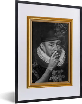 Produktbild von MuchoWow® Gerahmtes Poster Kunst - Alte Meister - Liste - Gold 30x40 cm - Poster mit Schwarzem Bilderrahmen Wandposter Rahmen Foto Bilder - Wandposter Schlafzimmer
