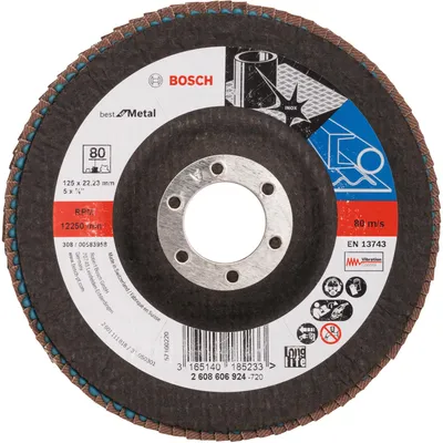 Obrázok produktu pre Bosch 2 608 606 924, Brúsny kotúč, Kov, Bosch, 12,5 cm, Čierna, 1 kusov