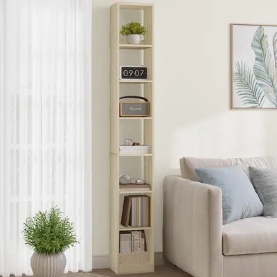 Produktbild von 7-stöckiges Bücherregal Würfelregal 24 x 30 x 214 cm Eichenbeige | Bücherschrank Holz offen