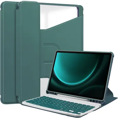 Produktbild von 2in1 Set Bluetooth Tastatur in Schwarz + Hülle für Samsung Tab S9+ Plus 2023 SM-X810 SM-X816B SM-X818U 12.4 Zoll Case Schutzhülle Standfunktion Sleep and Wake