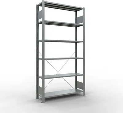 Produktbild von Schulte Büro-Fachbodenregal MULTIplus85 Stecksystem ohne Anschlagleiste | Grundregal | Fachlast 85kg | HxBxT 200x100x30cm | 6 Ebenen | Einseitig nutzbar | Verzinkt