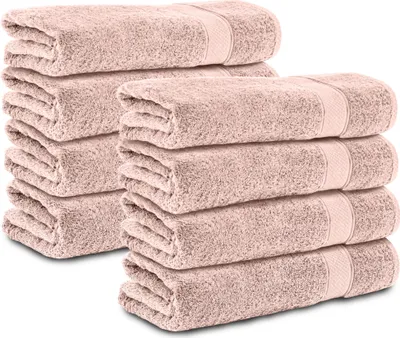 Produktbild von Komfortec 8er Handtuchset aus 100% Baumwolle, 8 Handtücher 50x100 cm Set, Frottee, Weich, Rosa