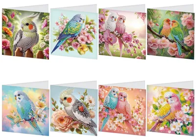 Imagen del producto de Kits de pintura con diamantes, 8 unidades, diseño de loro, para manualidades y regalos