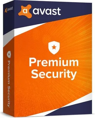 A product box for Avast Premium Security software.