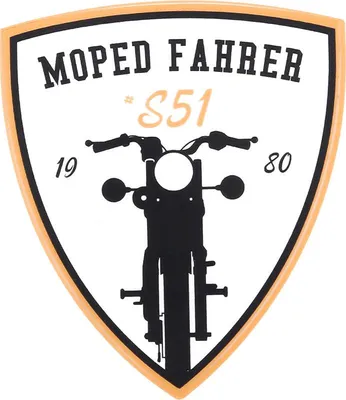 Produktbild von Aufkleber - "Moped Fahrer #S51" Gelb/Weiß/Schwarz, Wappen