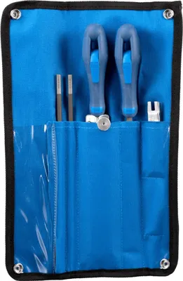 Image de PFERD TOOLS Kit d'affûtage pour tronçonneuse 5,5 mm 5/32 pour pas de chaîne 3/8, 404 dans un étui à roulettes