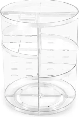 Produktbild von 360° drehbarer Make-up-Organizer, drehbarer Badezimmer-Organizer für die Arbeitsplatte, Kosmetik-Organizer mit Make-up-Halterung und Regal