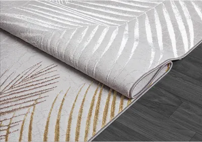 Obrázek produktu pro Koberec s krátkým vlasem, vzor palmových listů, moderní, krémově šedý, 240x340 cm