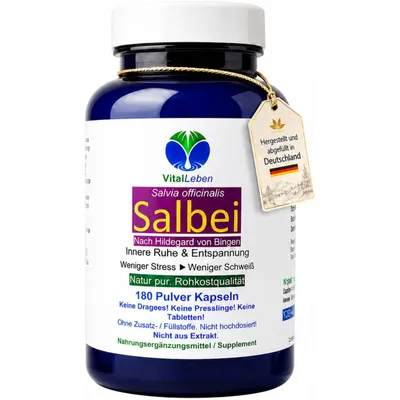 Produktfoto einer Salbei Dose mit 180 Kapseln Inhalt