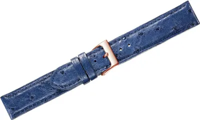 Produktbild von Herzog Echt Strauß > Uhrenarmband blau Leder Dornschließe > handgenäht, Stegbreite:17mm, Schließe:Roséfarben