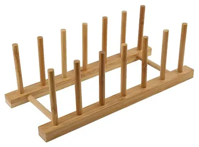 Bambus-Geschirrständer, Abtropfgestell, 6 Fächer, natur