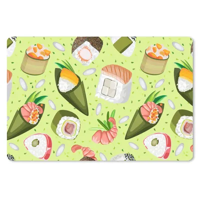 Produktbild von MuchoWow® Mauspad Mousepad Muster - Sushi - Japan - Grün 27x18 cm - Mousepads - Maus Mat - Pad - Mausunterlage - Büroartikel - Desk Matten