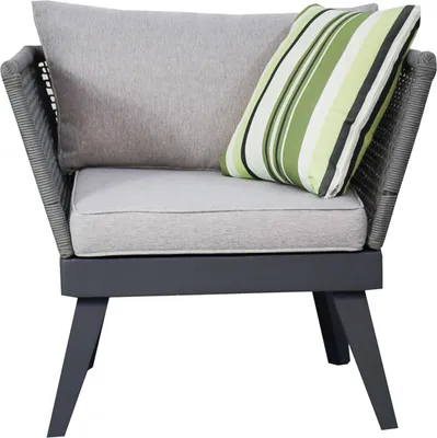 Produktbild von Gartenmöbel Lounge Sessel Gartenstuhl CUBA 87 x 73 x 73 cm grau mit Kissen Garten Terrasse Balkon Wetterbeständig UV-Beständig In und Outdoor
