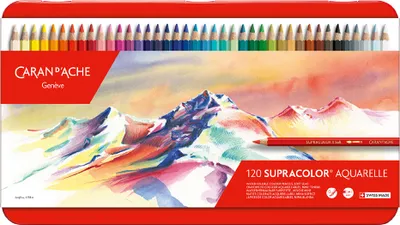 Image de CARAN D'ACHE Crayons de couleur SUPRACOLOR, étui métallique de 120 pièces, aquarelle d'artiste aquarellable, mine tendre, - 1 pièce (3888.420)