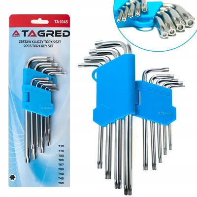 Obrázek produktu pro Sada klíčů Torx typu L, rozměry T10-T50, 9 kusů. Organizér, chrom-vanadiová ocel