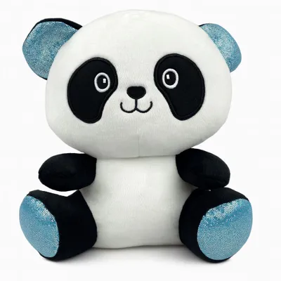 Produktbild von Kuscheltier Panda 17 cm mit blauen Glitzerohren – Weiches Plüschtier Stofftier