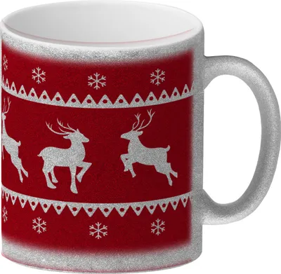 Produktbild von Weihnachten Glitzer-Kaffeebecher mit Rentieren