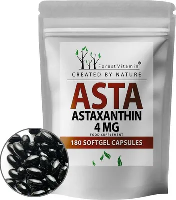 Produktbild von Astaxanthin 4 mg - 180 Kapseln - natürlicher Algenextrakt - Forest Vitamin