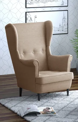 Produktbild von Ohrensessel Leo in Creme, voll gepolstert, 85 cm breit, 90 cm tief, 105 cm hoch