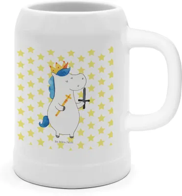 Produktbild von Mr. & Mrs. Panda Seidel Einhorn König mit Schwert - Weiß - Geschenk, Bier Humpen, Steinkrug, Einhörner, Unicorn, Krug, Mittelalter, Deko, Tonkrug, Ritter
