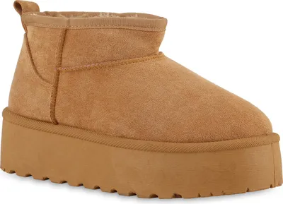Produktbild von VAN HILL Damen Warm Gefütterte Winter Boots Bequeme Profil-Sohle Schuhe 840804, Farbe: Hellbraun, Größe: 38