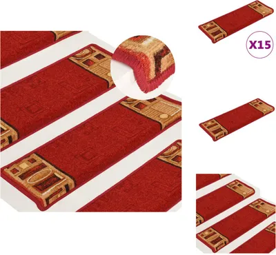 Produktbild von vidaXL Treppenmatten Selbstklebend 15 Stk. 65x21x4 cm Rot - Stufenteppiche
