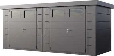 Produktbild von Telluria Metallgerätehaus Duo 2721 Zweiraum-Gartenhaus granitgrau/anthrazit