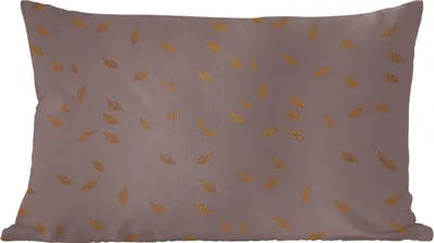 Produktbild von MuchoWow® Zierkissen Sofakissen Wohnzimmer Dekokissen 50x30 cm Muster - Gold - Grau - Blätter - Wohnzimmerdekoration - Polster mit Photo