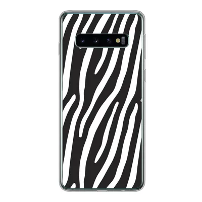 Produktbild von MuchoWow® Handyhülle Schutzhülle Hülle für Samsung Galaxy S10 Tiere - Zebradruck - Schwarz Silikon Softcase Handy Hülle - Handytasche