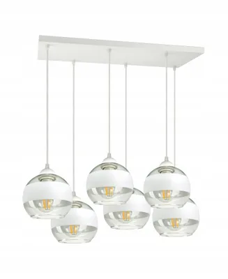 Obrázek produktu pro LUXOLAR Led závěsné světlo 6 plamenů - Stropní světlo bílé E27 60W - Závěsné svítidlo do obývacího pokoje, kuchyně - Bílé skleněné koule