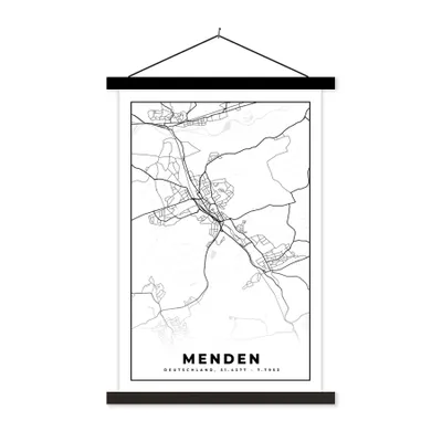 Produktbild von MuchoWow® Textilposter Menden - Karte - Stadtplan 120x180 cm mit schwarzem Rahmen - Fotos