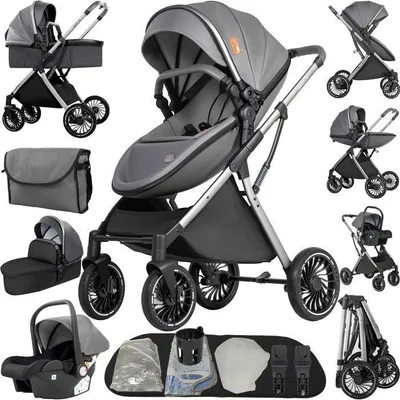 Productafbeelding van 3-in-1 kinderwagen met reiswieg en autostoel