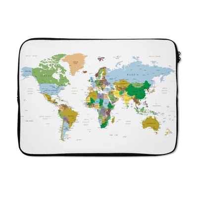 Produktbild von MuchoWow® Laptop Hülle 14 ZollWeltkarte - Erde - Farben Laptoptasche - Laptoptasche - Stoßsicher - Schutzhaube