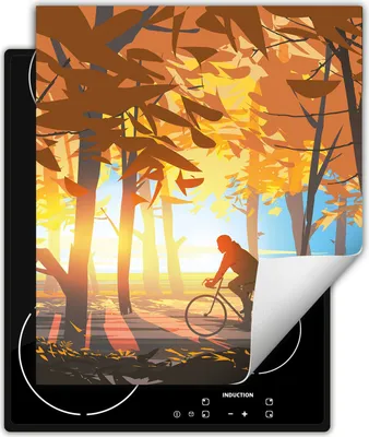 Produktbild von DarHaus Herdabdeckplatte 45x52 cm Anti Rutsch Matte Aufrollbar, Herbst - Wald
