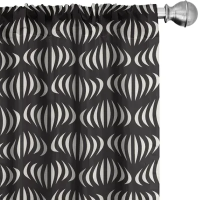 Produktbild von ABAKUHAUS Schwarz und Elfenbein Vorhänge, Gardinen, Repeating Geometric Tiles aus gestreiften Elementen Modernen abstrakten Kurven, 2 Stück 75 x 225 cm, Schwarz und Elfenbein
