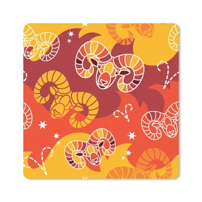 Produktbild von MuchoWow® Mauspad Mousepad Widder - Tierkreiszeichen - Astrologie - Design 20x20 cm - Mousepads - Maus Mat - Pad - Mausunterlage - Desk Mat - Bureauartikeln
