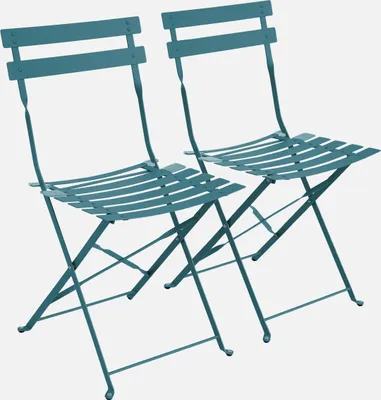 Immagine prodotto di Set 2 sedie da giardino bistrot pieghevole in metallo, Blu